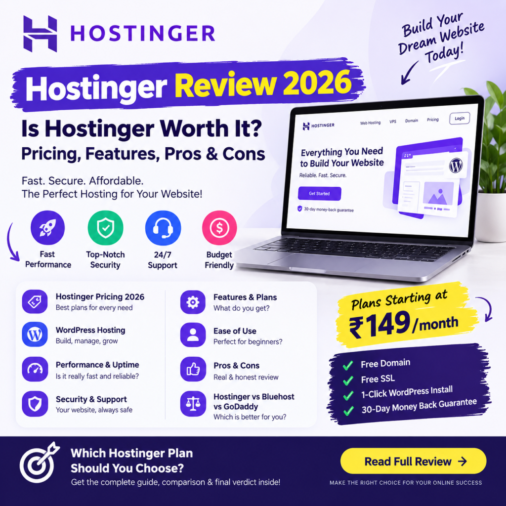 Hostinger Review 2026: Is Hostinger Worth It? Pricing, Features, Pros & Cons Hostinger Review 2026 pricing plans features pros and cons